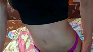 Muscular bodybuilder shows off on webcam