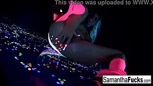 Samantha Saint Enjoys Black Light Solo Session
