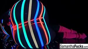 Samantha Saint Enjoys Black Light Solo Session
