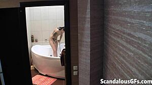 Hey, watch my lewd gf splash in the bathtub shower!