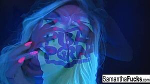 Samantha Saint Enjoys Black Light Solo Session