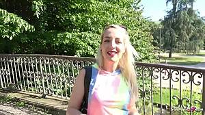 german scout lures teen liz into outdoor casting fuck