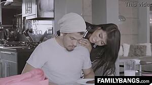 Familybangs.com - Oriental Stepsister Ember Snow STUFFED by Dirty Stepbrother Bambino