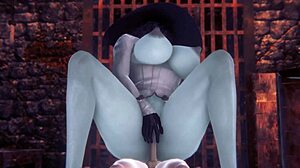 Lady Dimitrescu Rides Monster In Reverse Cowgirl Parody