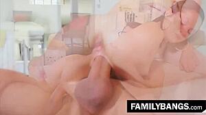 Petite stripper rides brothers before leaving.