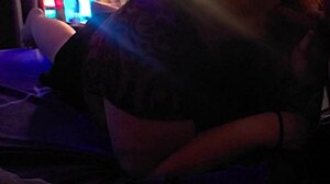 big redhead performs oral in various positions before bending over.