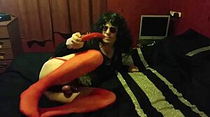 Bold Sissy Performs Ass to Mouth on Dildo