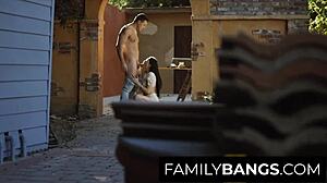 familybangs com ⭐ pretty stepsister judy jolie deepthroats stepbrother codey steele's cock in the garden with cowgirl fucking 😈