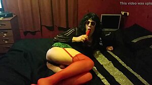 Bold Sissy Performs Ass to Mouth on Dildo