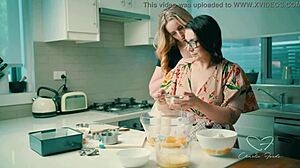 Charlie Forde teases Chasey Devil in a lesbian pussy oral session with natural tits