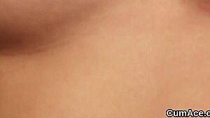 I shoot jizz on sexy honey's face and she swallows it all