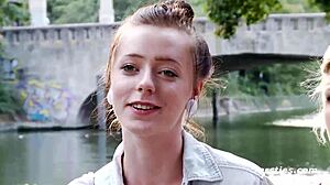 German girls pleasure each other in changing room