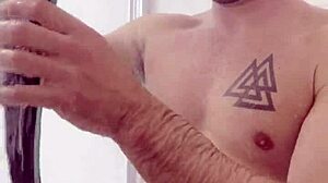 wet shower bathing time with intriguing contrasts in simple routine