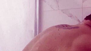 wet shower bathing time with intriguing contrasts in simple routine