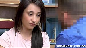 teenshoplifter com - latina teen caught shoplifting gets drilled by guard after evidence setup