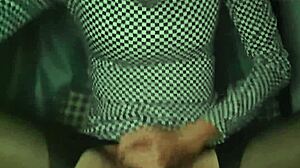 crossdresser in pantyhose gets handjob