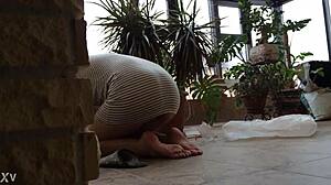 amateur flashing upskirt under skirt in public, teasing view