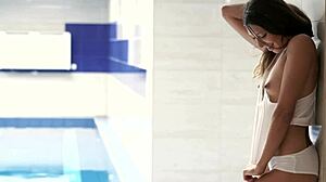 solo fingering by the pool