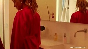 Happy Mature Lesbian Lovers Lick Each Other Passionately