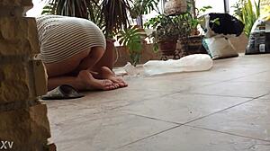 amateur flashing upskirt under skirt in public, teasing view