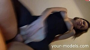 Enjoying a wonderful homemade session with a brunette.