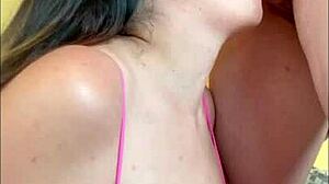 my sexy stepsister teases my boner with her big tits