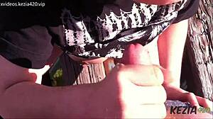 Latina Brunette Blows On Tall Bridge