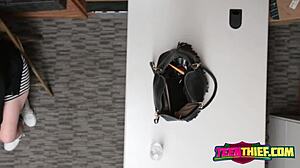 The horny shaved blonde teen gets talked into banging a stranger in group missionary