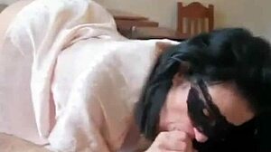 after licking his ass he cums all over her body 😈