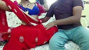 Devar Loses Control and Drills Bhabhi in Red Saree