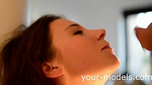 Beautiful Brunette in Latex Sucks Dick