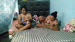 My Stepsister and I Seduce the Same Guy, Masturbating and Screwing While Recording