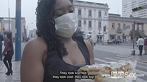 i caught this hot peruvian seller and she rides me cowgirl style