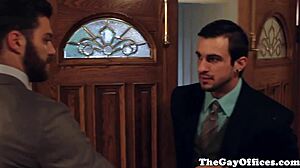 yo, these gay office hunks are blowin’ their loads hard together!