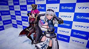 Hololive houshou marine and shirokane noel in pink cat mmd animation