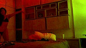 linda houston starts to dance in full red light