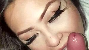 Sexy Chicana Sucking And Deepthroating Big Cock