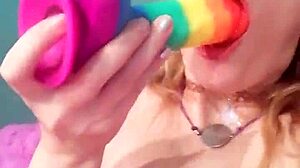 feet fetish blowjob with colorful cum sucking