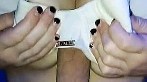 huge tits giving the best russian handjob