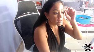 Kinky Maxine X, an Asian MILF, loves playing with her big black dildo vibrator