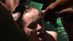 Aliya Brynn handles huge interracial blowbang with 21 black dudes! 😏💦