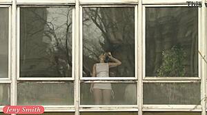Jeny Smith Teasing Strangers at Window Boldly
