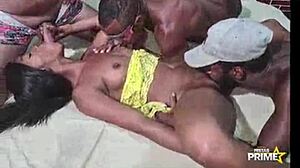 wanna see this brunette alert getting gangbanged by a group hard