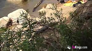 Jade hunts guys to bang at the lake - wild exhibitionist!