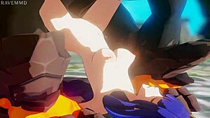 雷电在3D动漫中面对怪物麻烦 第2部分