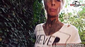 public sex at gas station street with skinny german blonde milf