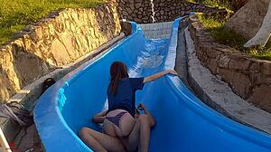 my dumb stepsister gets stuck in the pool slide and i fuck her wildly 😈 part 1
