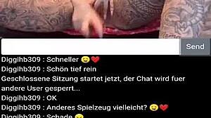 A German milf with big tits masturbates on webcam