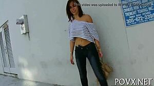 Hot Teen Sucks And Licks Balls On Sofa!