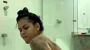 Hot Brunette Bia Masturbates With Shower Jet